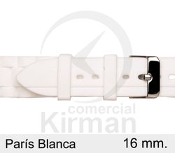 Correa Reloj Silicona 16x75/120mm 135149/16B París Blanca Cierre Hebilla