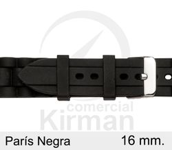 Correa Reloj Silicona 16x75/120mm 135149/16N París Negra Cierre Hebilla