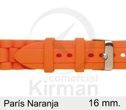 Correa Reloj Silicona 16x75/120mm 135149/16NA París Naranja Cierre Hebilla