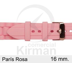 Correa Reloj Silicona 16x75/120mm 135149/16RO París Rosa Cierre Hebilla