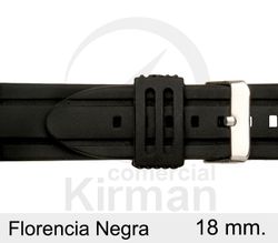 Correa Reloj Silicona 18x75/120mm 135152/18N Florencia Negra Cierre Hebilla