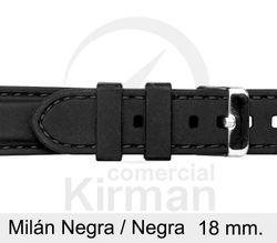 Correa Reloj Silicona 18x80/120mm 135150/18N-N Milán Negra/Negra Cierre Hebilla