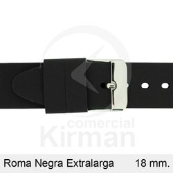 Correa Reloj Silicona 18x80/125mm 135169/18N Roma Extralarga Negra Cierre Hebilla