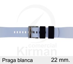 Correa Reloj Silicona 22x75/125mm 135162/22B-N Praga Blanca Cierre Hebilla