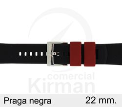Correa Reloj Silicona 22x75/125mm 135162/22N-R Praga Negra Cierre Hebilla