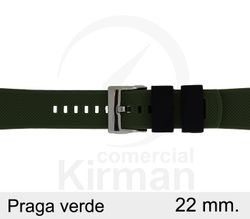 Correa Reloj Silicona 22x75/125mm 135162/22V-N Praga Verde Cierre Hebilla