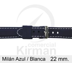 Correa Reloj Silicona 22x80/120mm 135150/22A-B Milán Azul/Blanca Cierre Hebilla