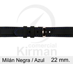 Correa Reloj Silicona 22x80/120mm 135150/22N-A Milán Negra/Azul Cierre Hebilla