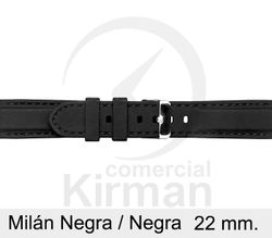 Correa Reloj Silicona 22x80/120mm 135150/22N-N Milán Negra/Negra Cierre Hebilla