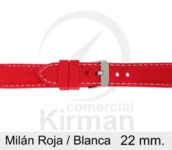 Correa Reloj Silicona 22x80/120mm 135150/22R-B Milán Roja/Blanca Cierre Hebilla