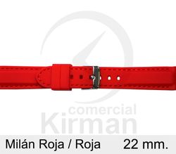 Correa Reloj Silicona 22x80/120mm 135150/22R-R Milán Roja/Roja Cierre Hebilla