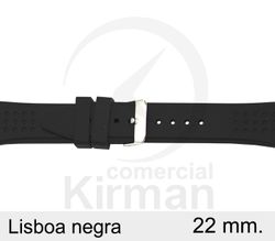 Correa Reloj Silicona 22x80/125mm 135153/22N Lisboa Negra Cierre Hebilla