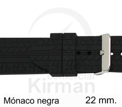 Correa Reloj Silicona 22x85/125mm 135151/22N Mónaco Negra Cierre Hebilla
