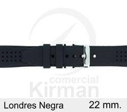 Correa Reloj Silicona 22x85/125mm 135157/22N Londres Negra Cierre Hebilla
