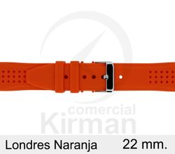 Correa Reloj Silicona 22x85/125mm 135157/22NA Londres Naranja Cierre Hebilla