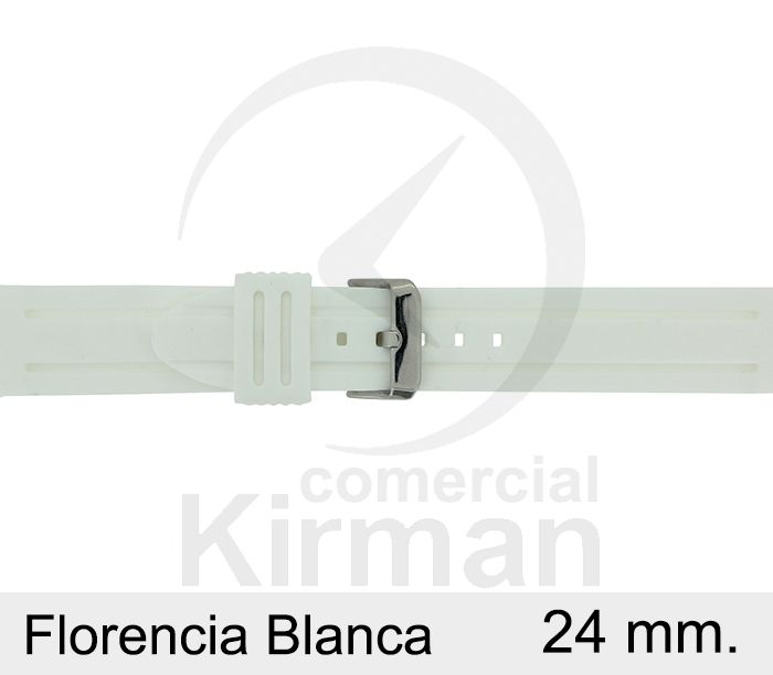 Correa Reloj Silicona 24x75/120mm 135152/24B Florencia Blanca Cierre Hebilla
