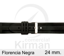 Correa Reloj Silicona 24x75/120mm 135152/24N Florencia Negra Cierre Hebilla