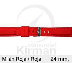Correa Reloj Silicona 24x80/120mm 135150/24R-R Milán Roja/Roja Cierre Hebilla