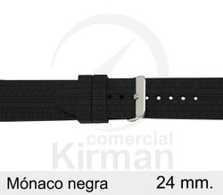 Correa Reloj Silicona 24x85/125mm 135151/24N Mónaco Negra Cierre Hebilla