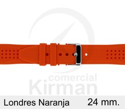 Correa Reloj Silicona 24x85/125mm 135157/24NA Londres Naranja Cierre Hebilla
