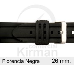 Correa Reloj Silicona 26x75/120mm 135152/26N Florencia Negra Cierre Hebilla