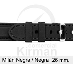 Correa Reloj Silicona 26x80/120mm 135150/26N-N Milán Negra/Negra Cierre Hebilla