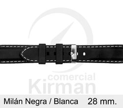 Correa Reloj Silicona 28x80/120mm 135150/28N-B Milán Negra/Blanca Cierre Hebilla