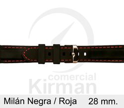 Correa Reloj Silicona 28x80/120mm 135150/28N-R Milán Negra/Roja Cierre Hebilla