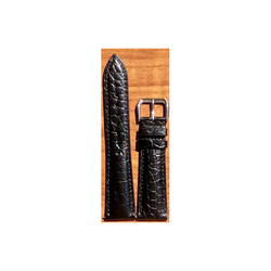 Correa Reloj Wss Piel Alligator Negra Genuina 16mm WSS400-alligatornegra-16