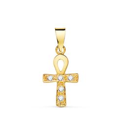 Colgante Cruz Oro 18kts 14x10mm 22309 Cruz De La Vida Circonitas