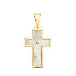 Cruz Oro 18Kts 18x12mm 16846 Nácar Borde En Brillo