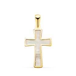 Cruz Oro 18Kts 20x12mm 22237 Nácar Borde En Brillo