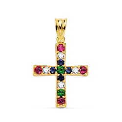 Colgante Cruz Oro 18kts 22x19mm 22146 Circonitas Multicolor
