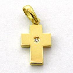 Cruz Oro 18kts Cruz Brillo Con Brillante 13x10mm C1/10807