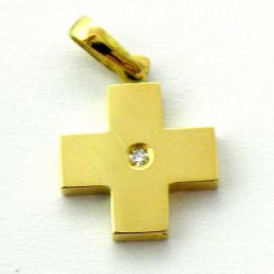 Cruz Oro 18kts Cruz Brillo Con Brillante 13x13mm C1/10836