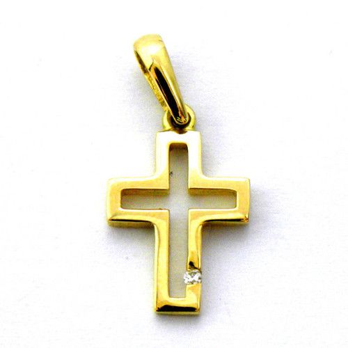 Cruz Oro 18kts Cruz Calada Con Brillante 14x12mm C1/908