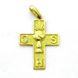 Cruz Oro 18kts Lisa Caliz Y Letras 24x18mm C1/10361/1