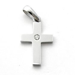 Cruz Oro Blanco 18kts Cruz Brillo Con Brillante 20x12mm C1/911/8