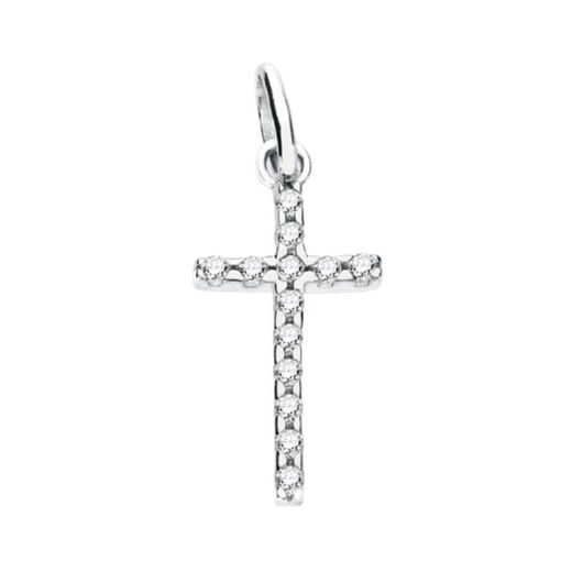 Creu Or Blanc 9kts 22x12mm 9K16482 Circonites