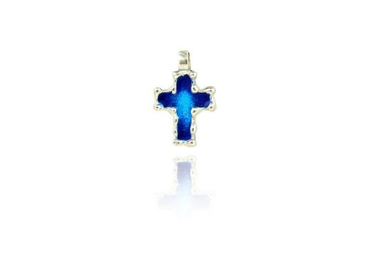 Croix d'argent Arior 1,5 x 1,2 cm 1110311EPU Bleu latin