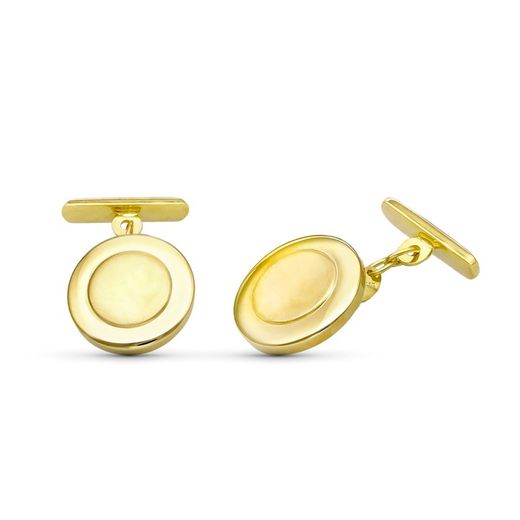 18kt Round Matt and Glossy Gold Button Cover 4525-6