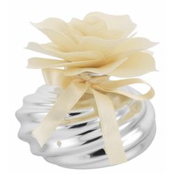 Difusor 8x8cm 2216-01AV Plateada Detalle Floral Beige