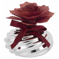 Difusor 8x8cm 2216-01RO Plateada Detalle Floral Rojo