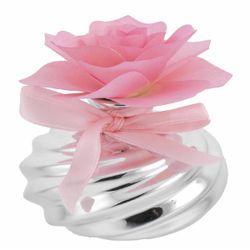 Difusor 8x8cm 2216-01RS Plateada Detalle Floral Rosado