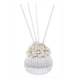 Difusor Fragancia Latón 08cm 2075-01G Plateado Detalle Floral Beige