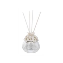Difusor Fragancia Latón 6.5cm 2075-03P Plateado Detalle Floral Beige