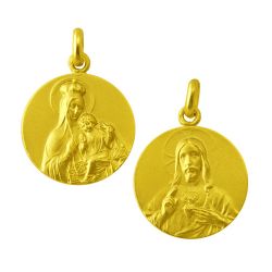 Escapulario Oro 18kts Virgen Del Carmen/Sagrado Corazón 16mm ME1/1/16