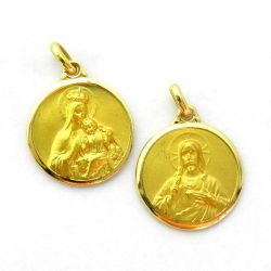 Escapulario Oro 18kts Virgen Del Carmen/Sagrado Corazón Bisel 16mm ME1/4/16
