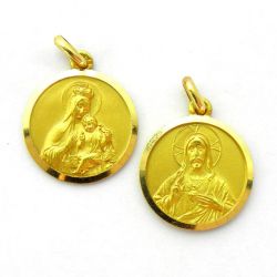 Escapulario Oro 18kts Virgen Del Carmen/Sagrado Corazón Bisel 22mm ME1/5/22