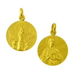 Escapulario Oro 18kts Virgen del Pilar / Sagrado Corazon 16mm ME1/1/49/16